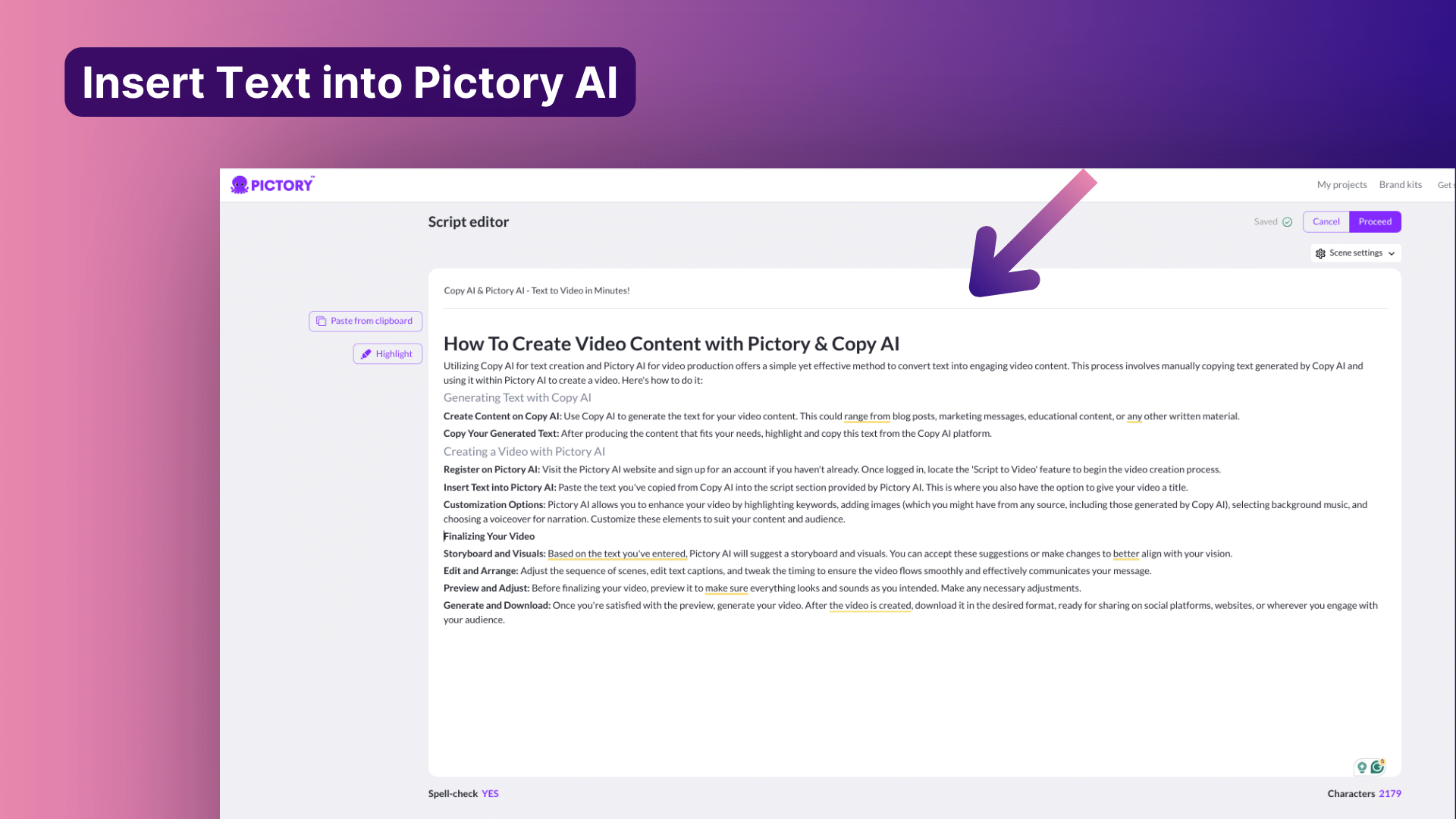 script to video feature 